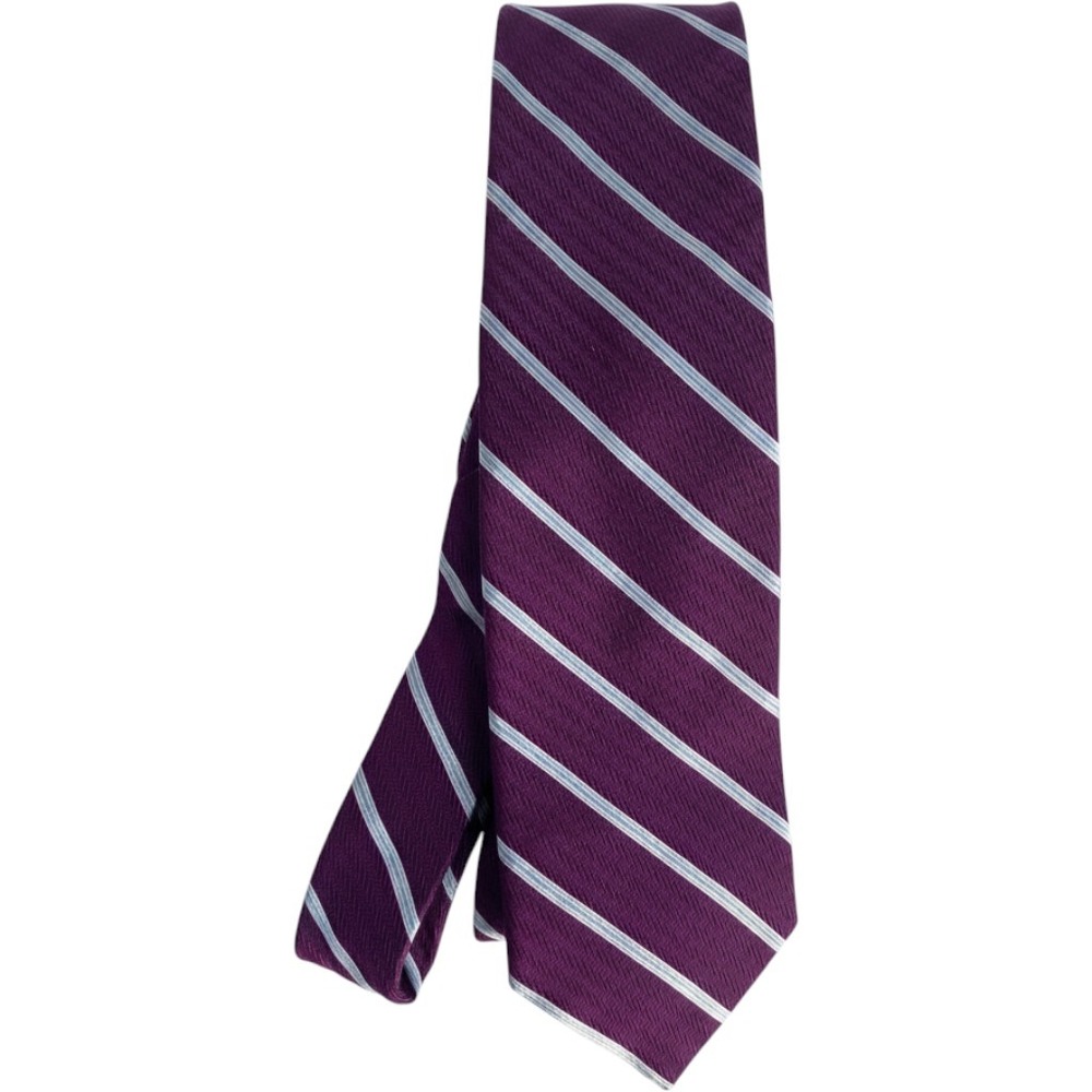 Brooks Brothers Silk Tie Mens OS Purple Blue Repp Stripe Woven Italy Made in USA